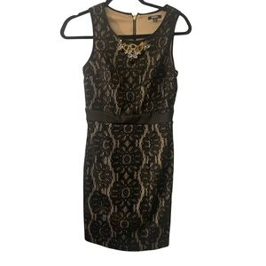 Xoxo Black and Cream Lace Mini Dress